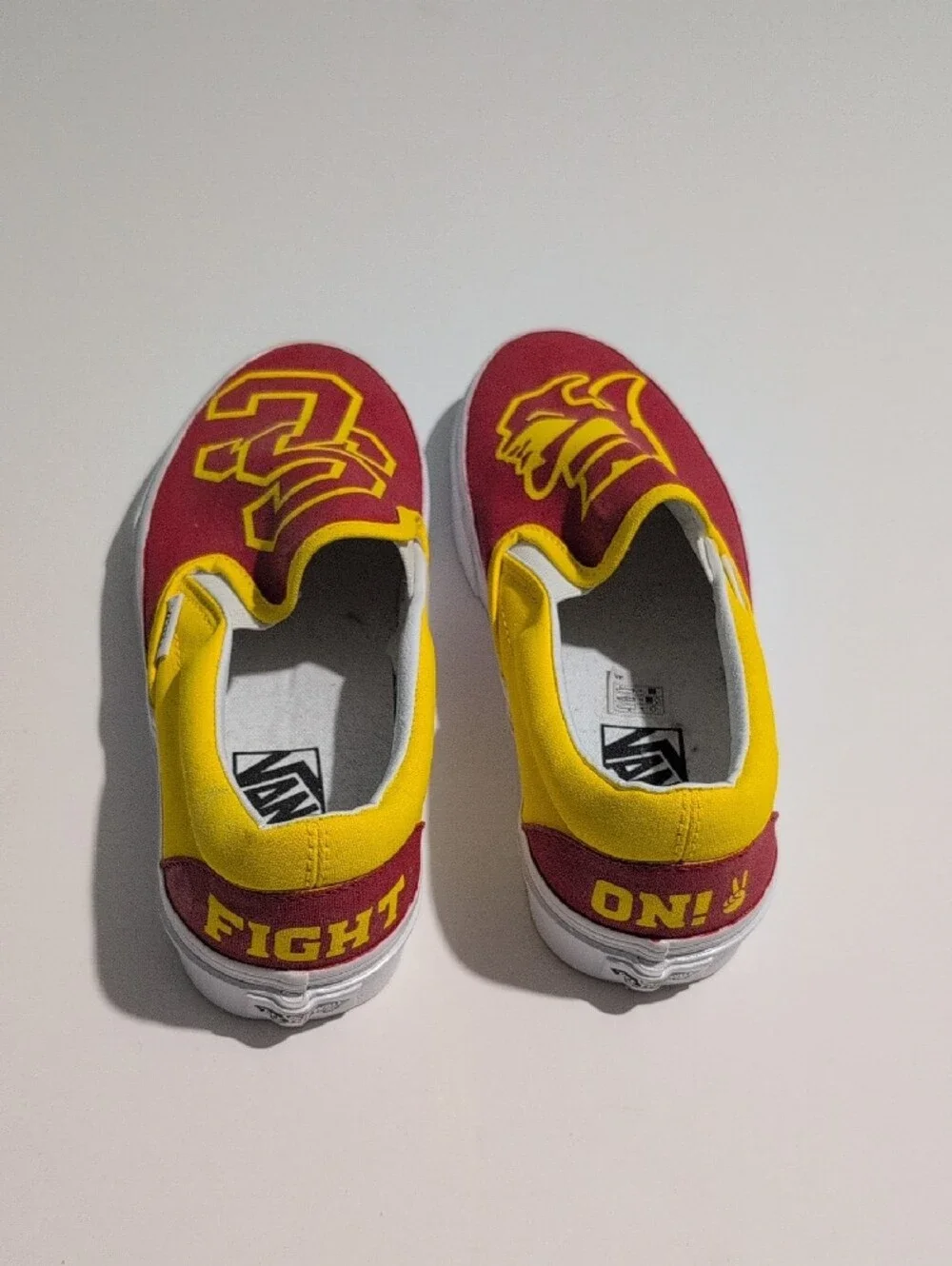 Vans Classic Graphic Slip-On Sneakers Maroon Yellow Unisex Size